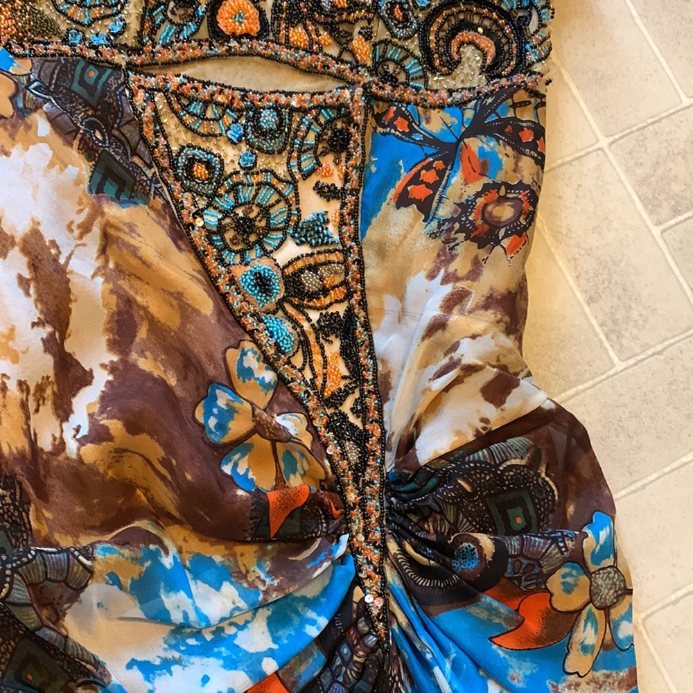 Womens Brown Multi-Color Print Maxi Dress - Picture 4 of 8